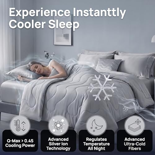 Silver Infused Ultra Cold Fiber Cooling Comforter Q-Max 0.45+ Fast