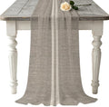 Cream Grain Line 10ft Cheesecloth Table Runner for Wedding 27"x120"