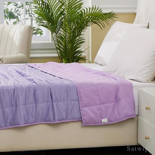 Satwip Purple Weighted Blanket 10 lb, Cooling Weighted Blanket for Hot