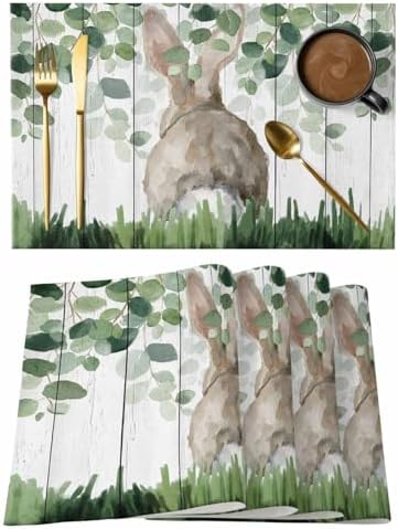 Placemats Set of 8, Easter Woven Placemat, Linen Place Mats for