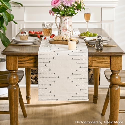Artoid Mode Light Grey Boho Table Runner for Farmhouse Rustic,Seasonal