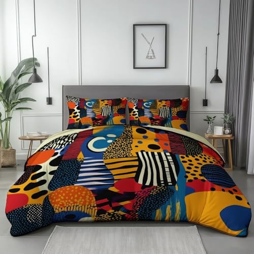 Duvet Cover King Size Abstract Lines Geometry Printed Bedding Set for