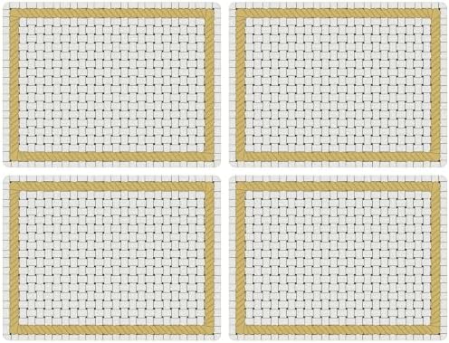Set of 4 Cork Backed Placemat, Gold Rope Weave Mat Design, Kitchen and