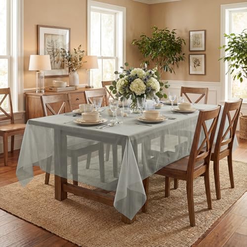 Horaldaily Grey Gauze Tablecloth, 60×120 Inch, Rectangular