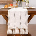 Macrame Style Boho Table Runner, Beige Table Runners 138 Inches Long