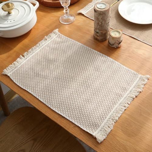 Set of 4 Dining Table Rectangle Placemats, 11.82 x 17.72 Inches Cotton