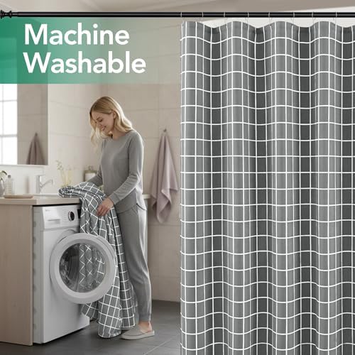 Fabric Farmhouse Shower Curtain-Modern Bathroom Shower Curtains Dark