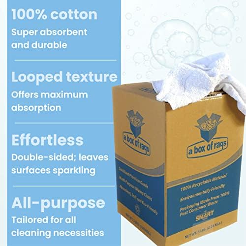 New White Terry Bar Towel, Low-Linting, 5 Pound Box