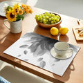 Abstract Gray Flower Texture Placemats Set of 6 Washable Table Mats