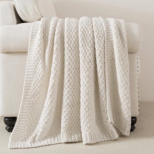 WDCOZY Chunky Cable Knit Throw Blanket Super Soft Warm Knitted Throw