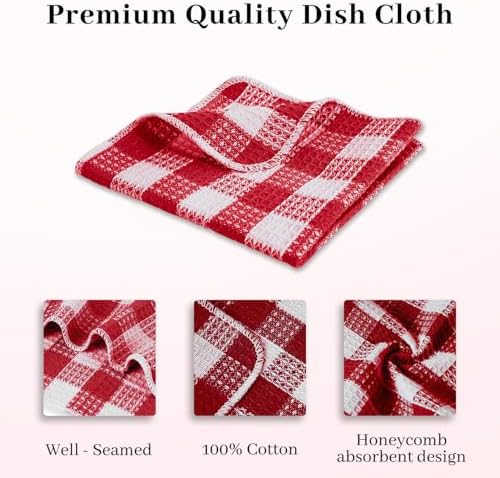 Blue Needles Waffle Weave Kitchen Dish Cloths Cotton Set of 8-12x12