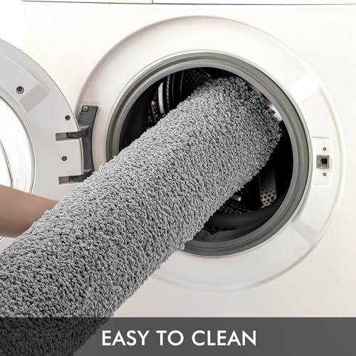 MIULEE Grey Bathroom Runner Rugs Soft Microfiber Bath Mat 24x60 Inch