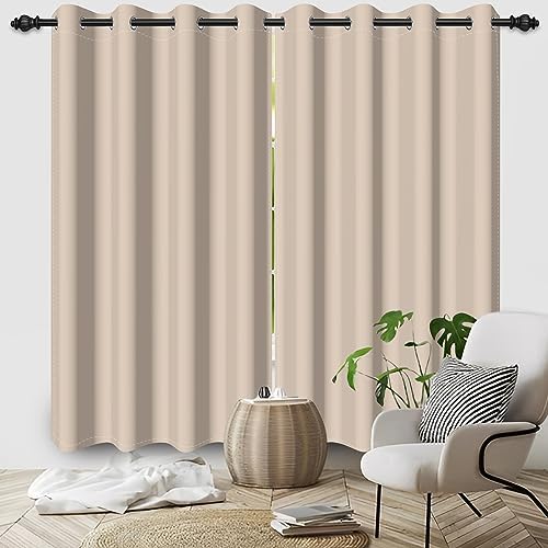 Ivory Blackout Curtains for Bedroom Living Room 2 Panels Solid Cream