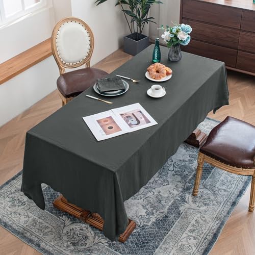 Linen World 100% Linen Tablecloth,Grey Tablecloth 120" x 60"
