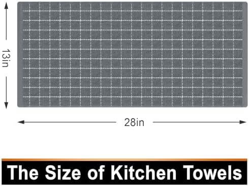 Mordimy Cotton Terry Checkered Kitchen Towels, 13"x 28", 6 Pack, Grey