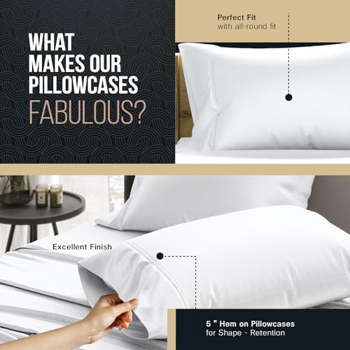 TEXAS LINEN CO. 100% Egyptian Cotton Standard/Queen Size Pillow Cases
