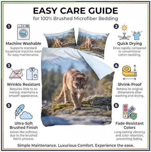 King Duvet Cover Set Soft Microfiber Animals Lion