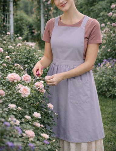 Pinknoke Cute Cotton Pinafore Aprons for Women with Pockets for
