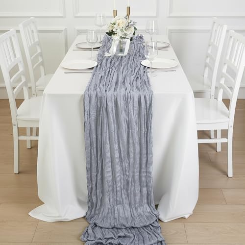 8 Pack Grey Cheesecloth Table Runner 120 Inch Boho Wedding Decor