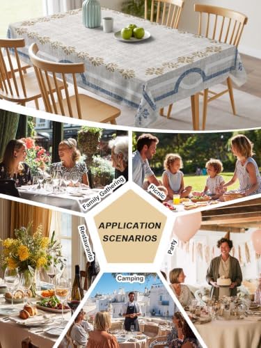 Soft Grey Double Lines Rectangle Tablecloth 60 x 120 Inches Modern