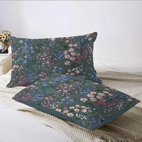 Natural Wildflowers and Meadows Duvet Cover King 3Pcs, Breathable