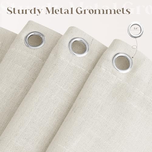 Oatmeal Linen Shower Curtain for Bathroom Water Repellent 72x84 Inch