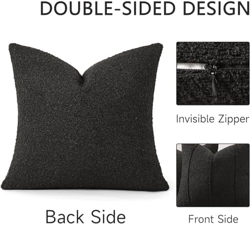 YCOLL Textured Boucle Throw Pillow Covers 18x18 Pack of 2 - Soft