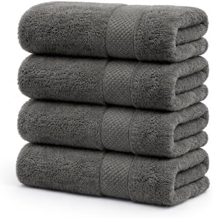 Pack of 4 Extra Large Bath Towels 30 x 60 Inches, 100% Combed Yarn