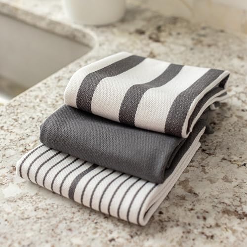 Benson Mills Mali Set of 3 Kitchen Towels (18” x 28”, Charcoal)