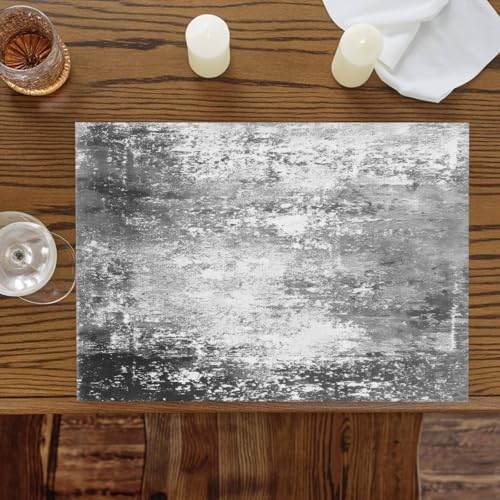 Placemats Set of 8, Retro Gray Shabby Texture Table Mats Washable