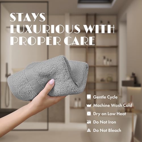 Wealuxe Light Gray Washcloths - 12 Pack, 12x12, Soft 100% Ring-Spun
