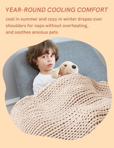YnM Cooling Weighted Blanket, 100% Cotton Handmade Chunky Knitted