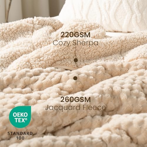 Drewin Weighted Blanket Queen Size 15lbs for Adults,Beige,60