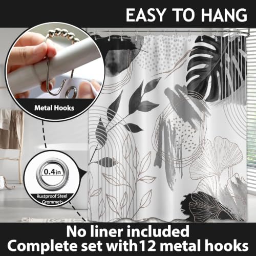 Charcoal Grey and White Shower Curtain, 72x72 in