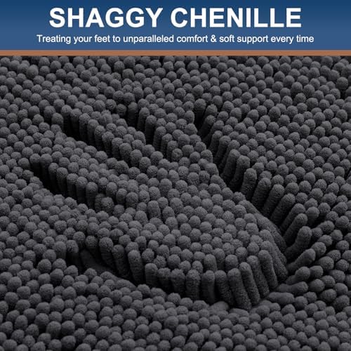 Smiry Bathroom Rugs 24X16, Luxury Chenille Extra Soft Absorbent Bath