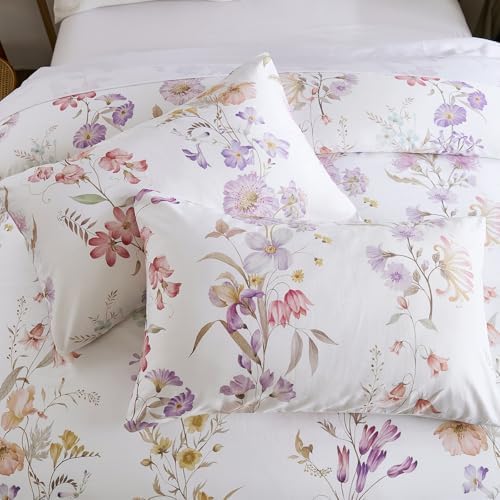 100% Cotton Duvet Cover Queen Size – Pastel Lavender Print Vintage