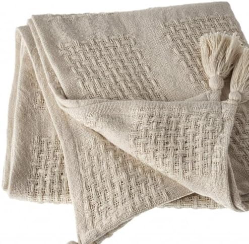 HomeRoots 516505 0.2 x 50 x 60 in. Cream Cotton Woven Solid Color