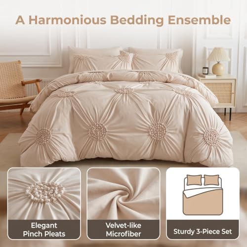 2026 Upgraded Elegant Pinch Pleat Duvet Cover Set, Soft Touch Pinch