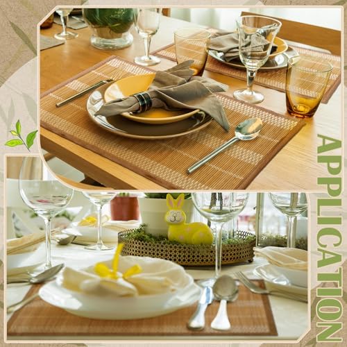 Pickmesh Bamboo Table Mats Set of 8, 18'' x 12'' Bamboo Table Mats