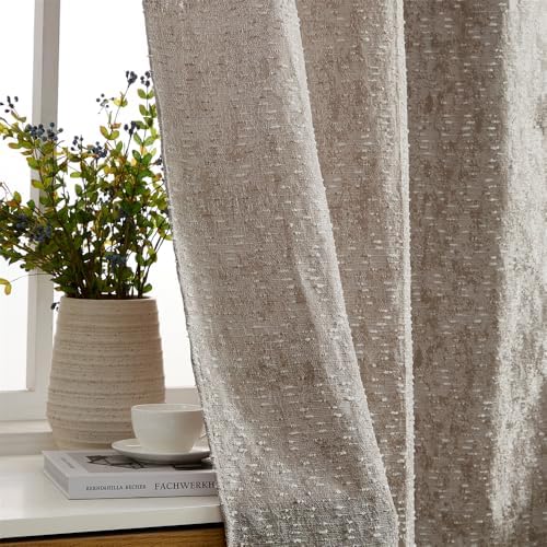 HLC.ME Avalon Jacquard Slub Texture - Privacy Curtains with Grommet