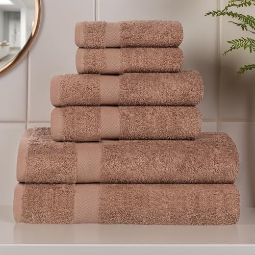 SUPERIOR Franklin 6 Piece Cotton Towel Set, Medium Weight Towels for