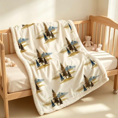 Minimal Double-Sided Sherpa Plush Throw Blanket 50”x 70”