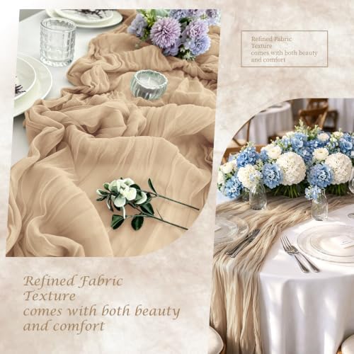 12 Pack Beige Cheesecloth Table Runner, Gauze Table Runners 17 x 108