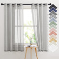 NICETOWN Linen Textured Semi Sheer Curtains 63 inches Length, Eyelet