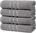Velqora Large 100% Cotton Bath Towels 4 Pack, 30x60 in, Light Gray