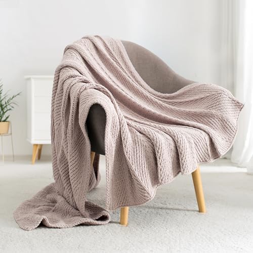 Chunky Chenille Knit Throw Blanket for Couch 50"x60"