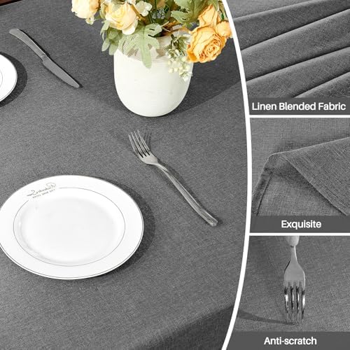 IVAPUPU Textured Linen Rectangle Table Cloth, Dark Grey, 60 x 120 Inch