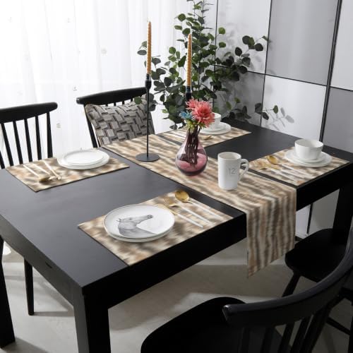 Ombre Beige Table Runner and Placemats Set of 6 Contemporary Gradient