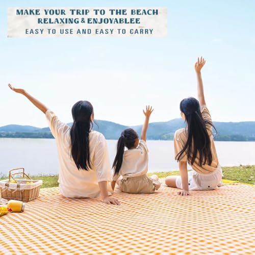 LRUUIDDE Extra Large 80"x 80" Beach Blanket, Outdoor Picnic Blankets