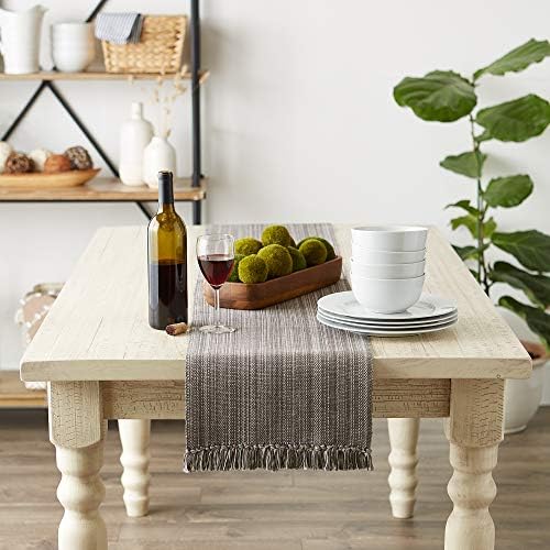 DII Variegated Tabletop Collection, Table Runner3x108, Gray